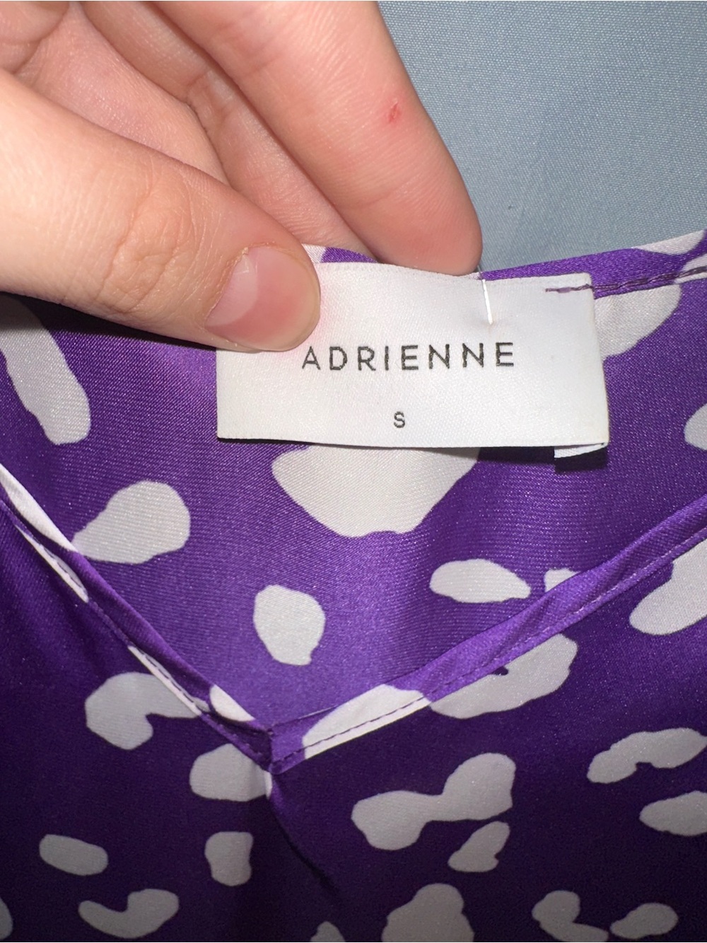 Adrienne Purple and White Spot Print V-Neck Top - Picture 4 of 4